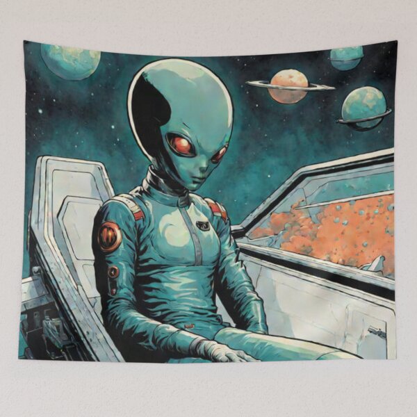 Item preview, Retro Space Alien Pilot designed and sold by Planetporridge.