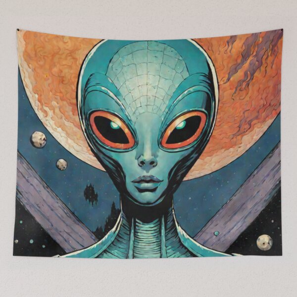 Item preview, Space Alien Retro Artwork designed and sold by Planetporridge.