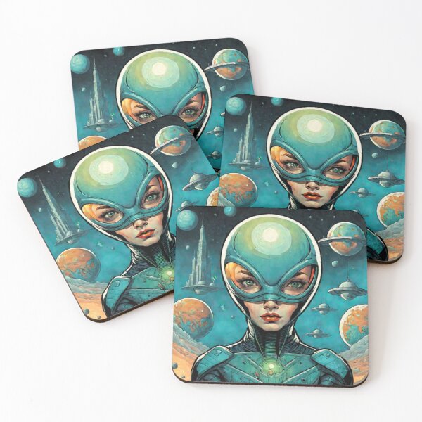 Item preview, Retro Design Space Alien Woman Art  designed and sold by Planetporridge.
