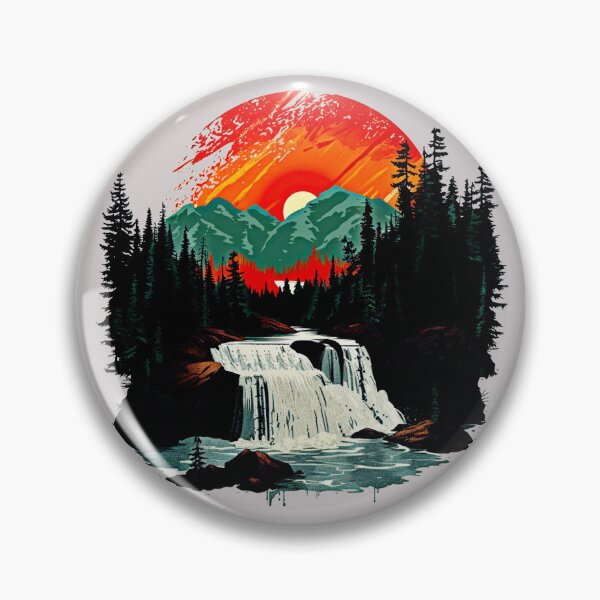 Artikelvorschau, Sonnenuntergang Berg Wasserfall – Natur Abenteuer Kunst T-Shirt entworfen und verkauft von Mrrjgraphic.