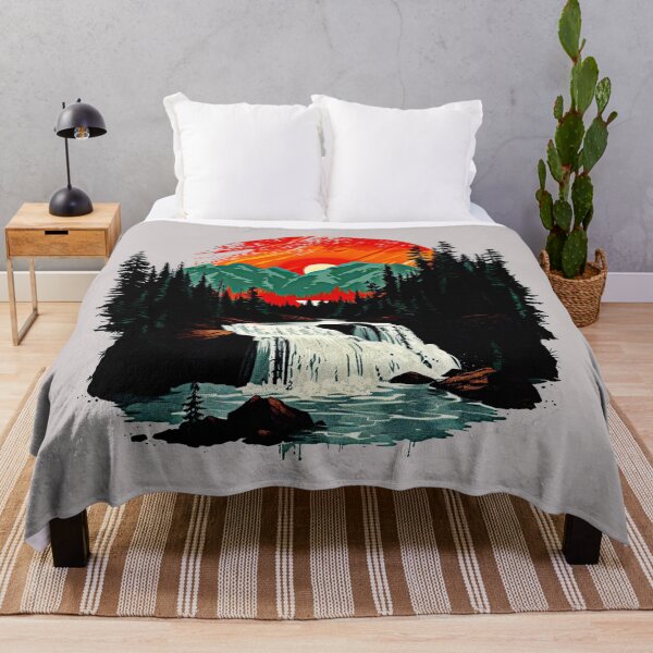 Item preview, Sunset Mountain Waterfall - Camiseta de arte de aventura en la naturaleza designed and sold by Mrrjgraphic.