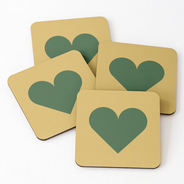 Item preview, Single PINE GREEN LOVE HEART on a GOLD Background designed and sold by RachelMacht.