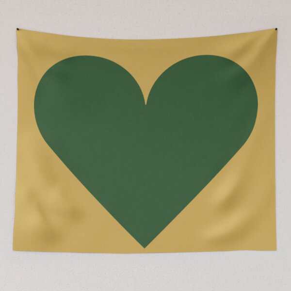 Item preview, Single PINE GREEN LOVE HEART on a GOLD Background designed and sold by RachelMacht.