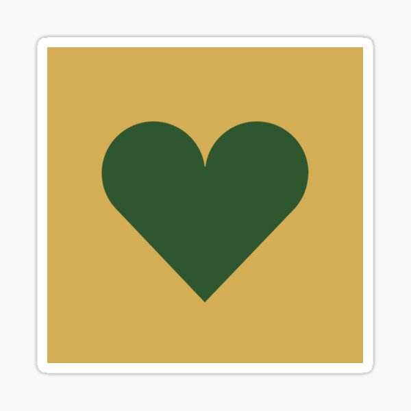 Item preview, Single PINE GREEN LOVE HEART on a GOLD Background designed and sold by RachelMacht.