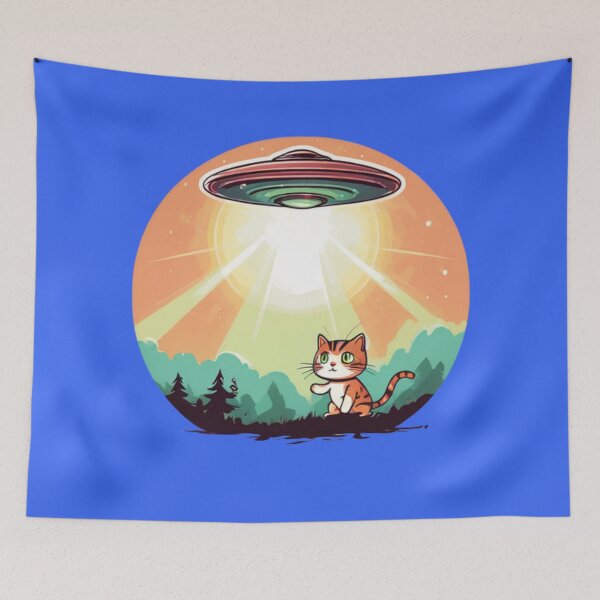 Item preview, UFO abducting a Cat Design designed and sold by Planetporridge.