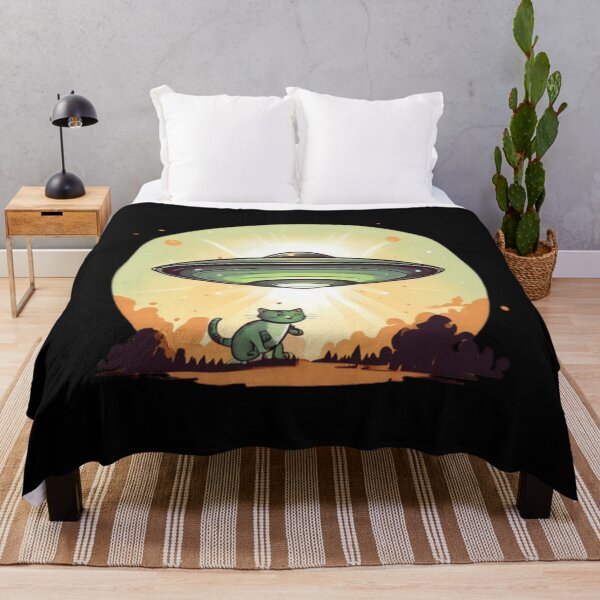 Item preview, Funny UFO abducting a Cat designed and sold by Planetporridge.