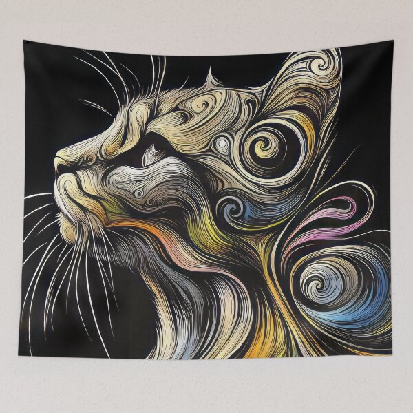 Item preview, Cat profile artistic drawing designed and sold by CattyCornerPOD.
