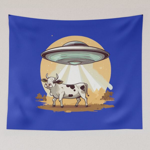 Item preview, UFO abducting a Cow Art designed and sold by Planetporridge.