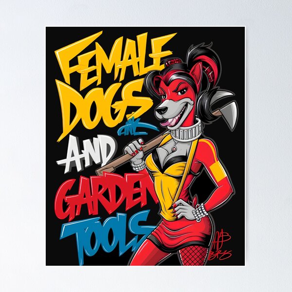 Item preview, Fierce Female Dog with Garden Tools - Bold Cartoon Art designed and sold by Viviglow.