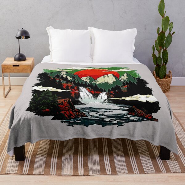 Item preview, Sunset Mountain Waterfall - Camiseta de arte de aventura en la naturaleza designed and sold by Mrrjgraphic.