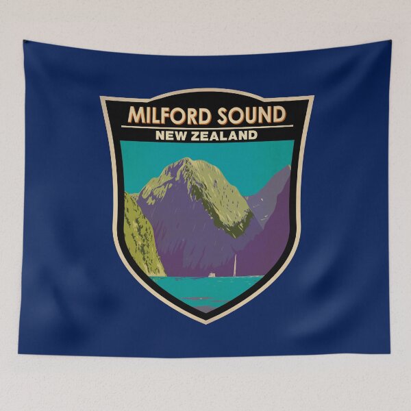 Item preview, Milford Sound New Zealand Travel Art Badge designed and sold by KrisSidDesigns.