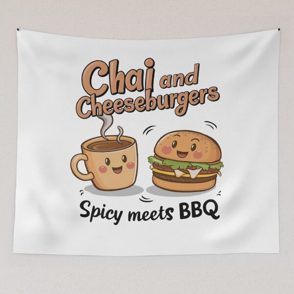 Item preview, Chai and Cheeseburgers: Spicy Meets BBQ Indian American designed and sold by BunBuntheDog-.