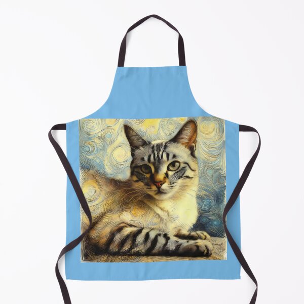Item preview, Lynx Point Siamese cat portrait with Van Gogh background designed and sold by CattyCornerPOD.
