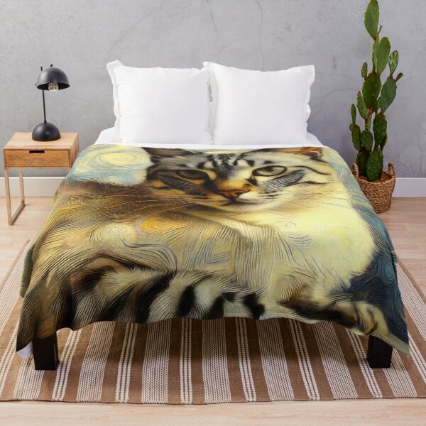 Item preview, Lynx Point Siamese cat portrait with Van Gogh background designed and sold by CattyCornerPOD.