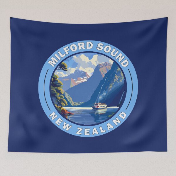 Item preview, Milford Sound New Zealand Fiordland Travel Art Badge designed and sold by KrisSidDesigns.