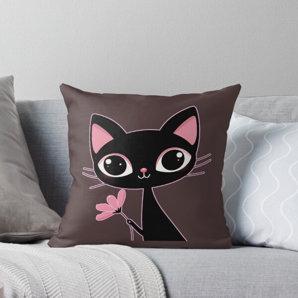 Item preview, Black Cat Pink Ear Giving a Flower designed and sold by Nanthanon.