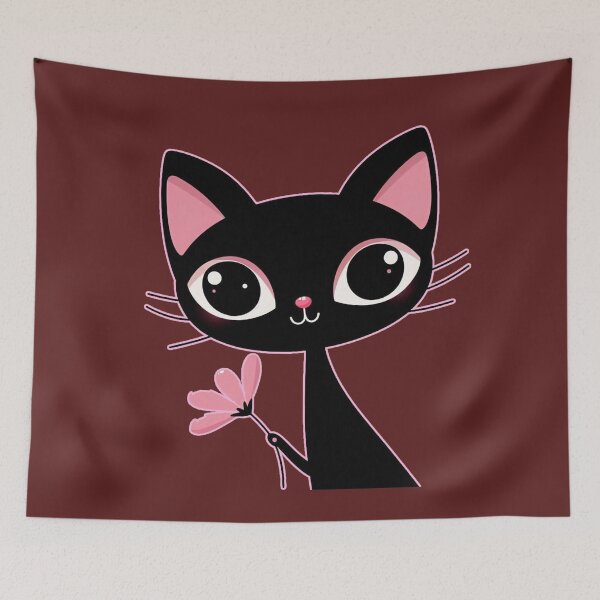 Item preview, Black Cat Pink Ear Giving a Flower designed and sold by Nanthanon.