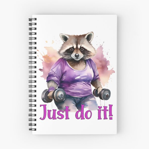 Item preview, Just do it, inscription, raccoon, dumbbells, bodyshape, gym, workout designed and sold by Eamornia.