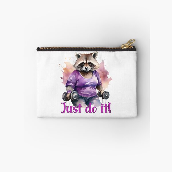Item preview, Just do it, inscription, raccoon, dumbbells, bodyshape, gym, workout designed and sold by Eamornia.