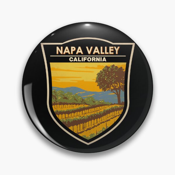 Item preview, Napa Valley California Vineyard Travel Art Badge designed and sold by KrisSidDesigns.