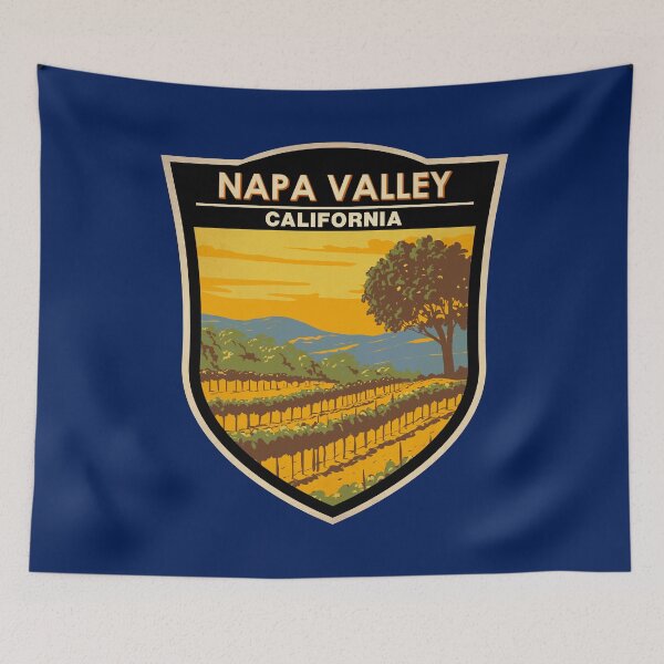 Item preview, Napa Valley California Vineyard Travel Art Badge designed and sold by KrisSidDesigns.