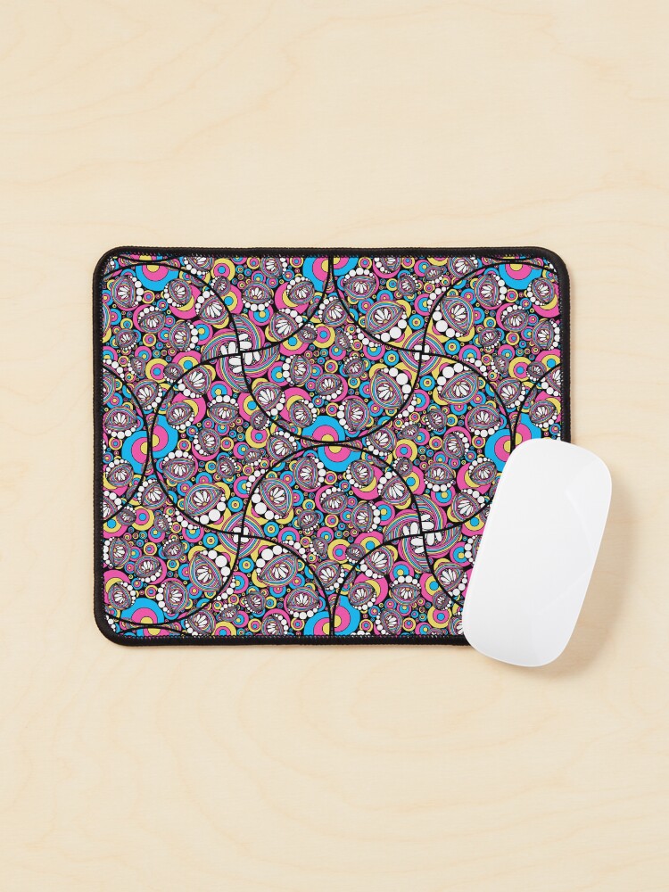 Mouse Pad, 80s Aerobics Rainbow Daisy Doodle Art Deco Fans designed and sold by Triplicate Limited