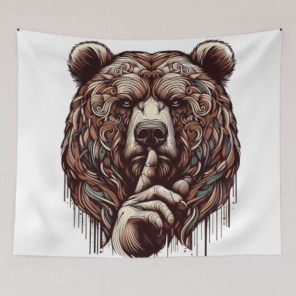 Item preview, "Abstract Design Grizzly Bear: Talking Like a Mafia Don with Artistic Human Expressions" designed and sold by ZulryLifestyles.