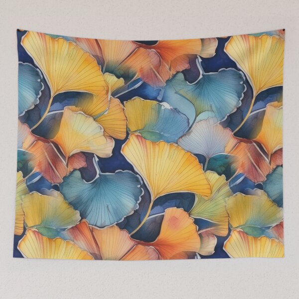 Item preview, Blue yellow gingko biloba leaves nature #pattern #nature designed and sold by JBJart.