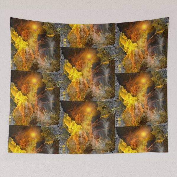 Item preview, Glowing clouds of smoke emerge from the crack in the rock designed and sold by AnnabellaRh.