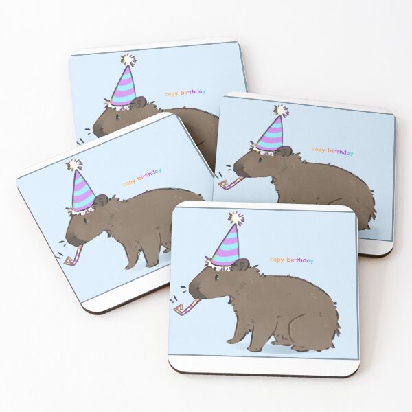 Item preview, birthday capybara designed and sold by sadfacestickers.
