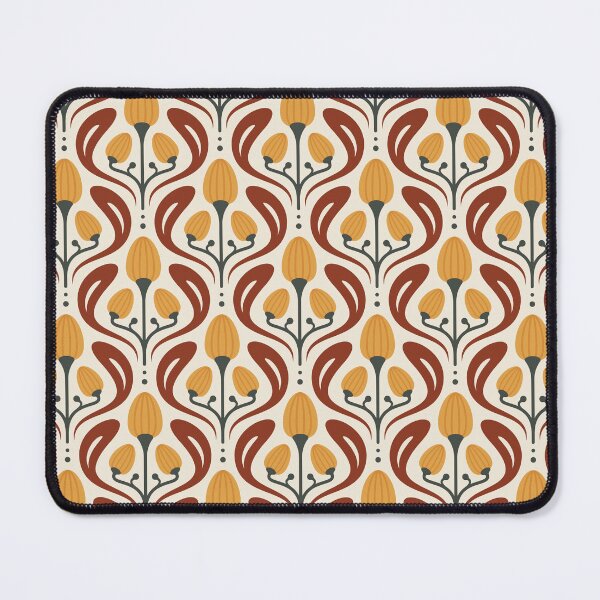 Item preview, KF 0275 E - Vintage Retro 70s Floral Pattern in Red Yellow Green designed and sold by KhakiFinch.