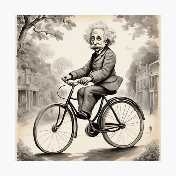 Item preview, Albert Einstein riding a bicycle designed and sold by cican-art.