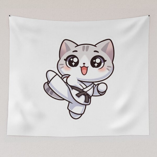 Item preview, Cute kawaii style Cat doing karate designed and sold by BrinaandPops.