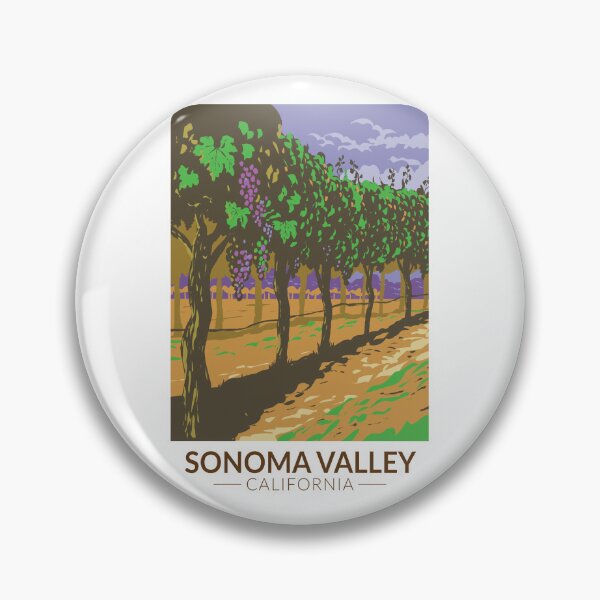 Item preview, Sonoma Valley California Vineyard Travel Art Vintage designed and sold by KrisSidDesigns.