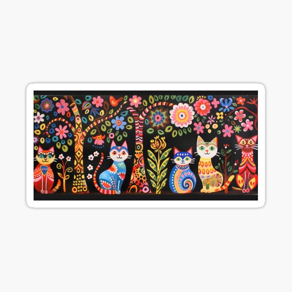 Item preview, Colorful Cat, Abstract Cat, Cat Folk Art designed and sold by xiao xuans.