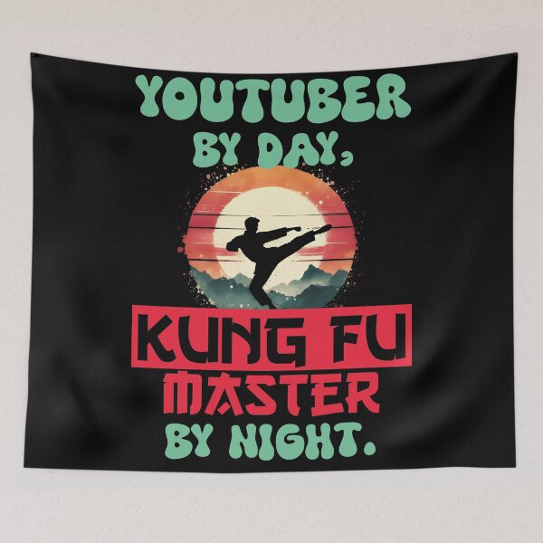 Item preview, Vintage Kung Fu Master & YouTuber Dual Life | T-Shirt Design | designed and sold by TheInkyOwl-TIO.