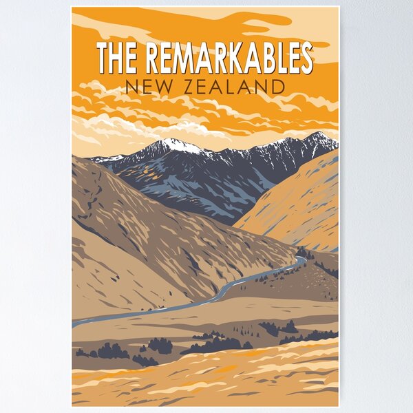 Item preview, The Remarkables New Zealand Travel Art Vintage designed and sold by KrisSidDesigns.