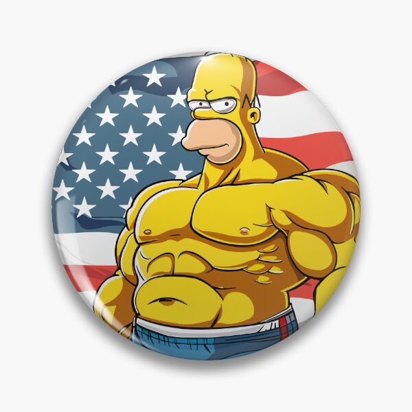 Item preview, Simpson with a pumped up body against the backdrop of the American flag designed and sold by Dream-Way.