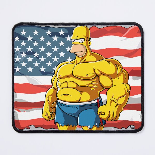 Item preview, Simpson with a pumped up body against the backdrop of the American flag designed and sold by Dream-Way.