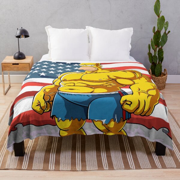 Item preview, Simpson with a pumped up body against the backdrop of the American flag designed and sold by Dream-Way.