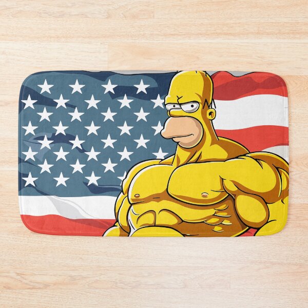 Item preview, Simpson with a pumped up body against the backdrop of the American flag designed and sold by Dream-Way.