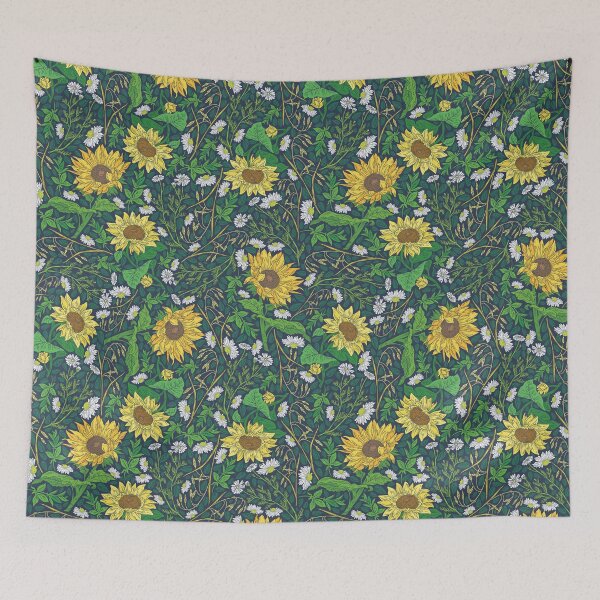 Item preview, Yellow sunflowers among white chamomile and oats designed and sold by Pinata.