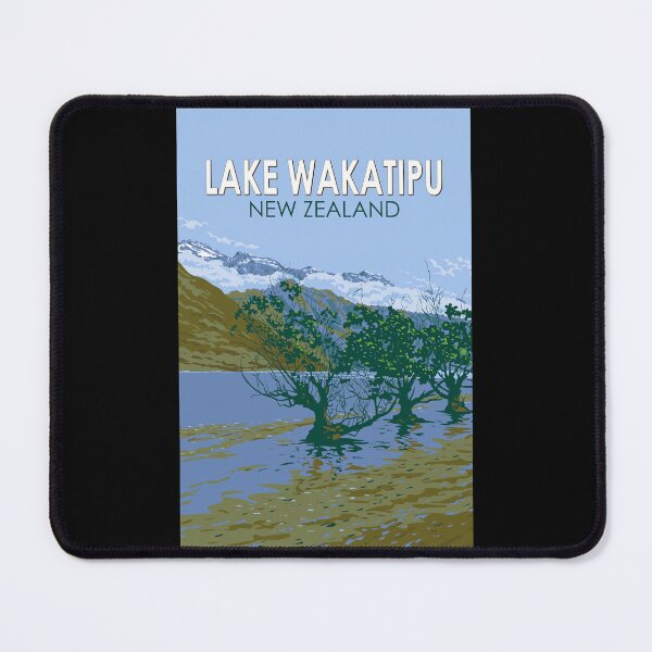 Item preview, Lake Wakatipu New Zealand Travel Art Vintage designed and sold by KrisSidDesigns.
