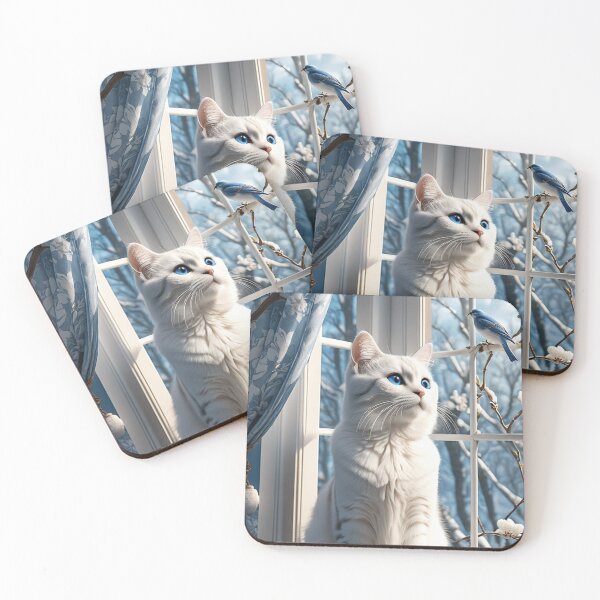 Item preview, White Cat with a New Friend designed and sold by SublimeMusings.