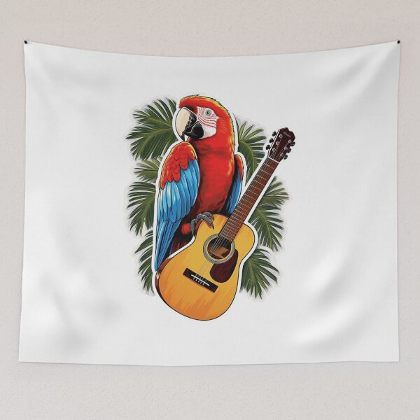 Item preview, Jimmy Buffett tribute sticker, Parrot on guitar designed and sold by BrinaandPops.