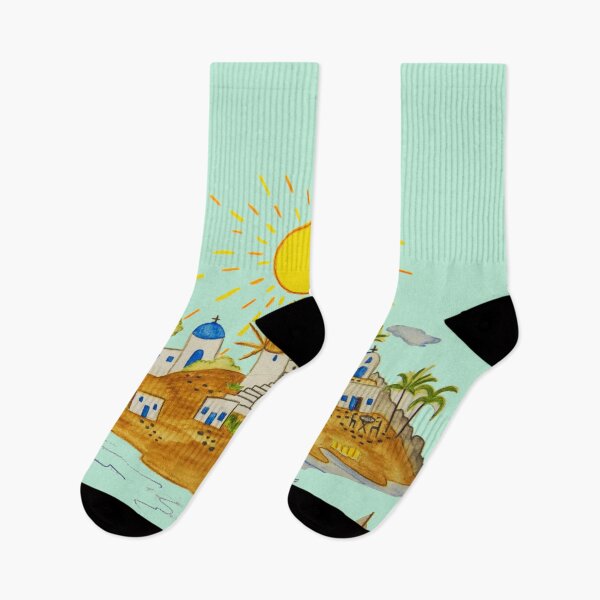 Item preview, Charming Mykonos Sunset - Greek Island Illustration designed and sold by the little fennec.