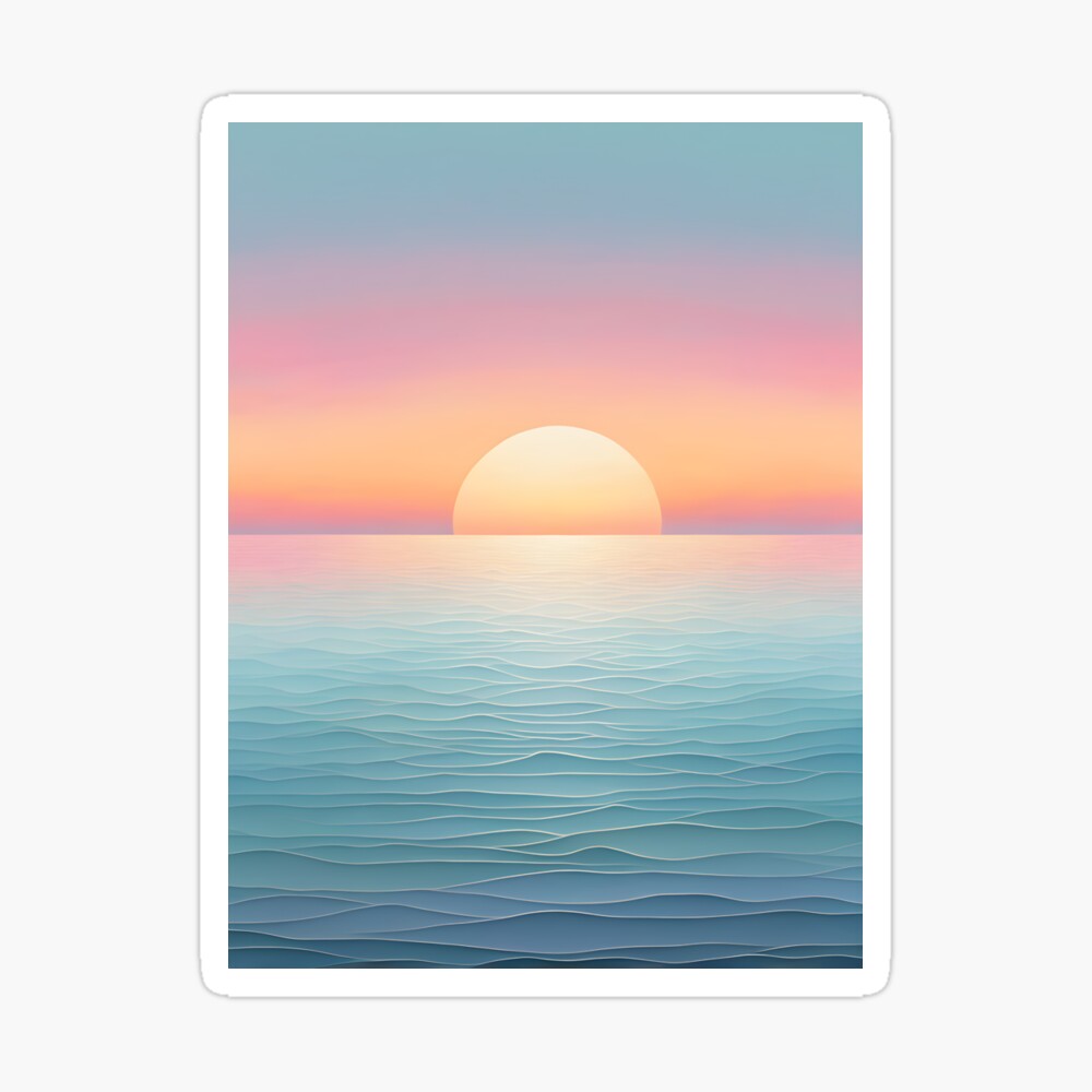 Dreamy Pastel Minimalist Seascape Sunset , orange Canvas Print