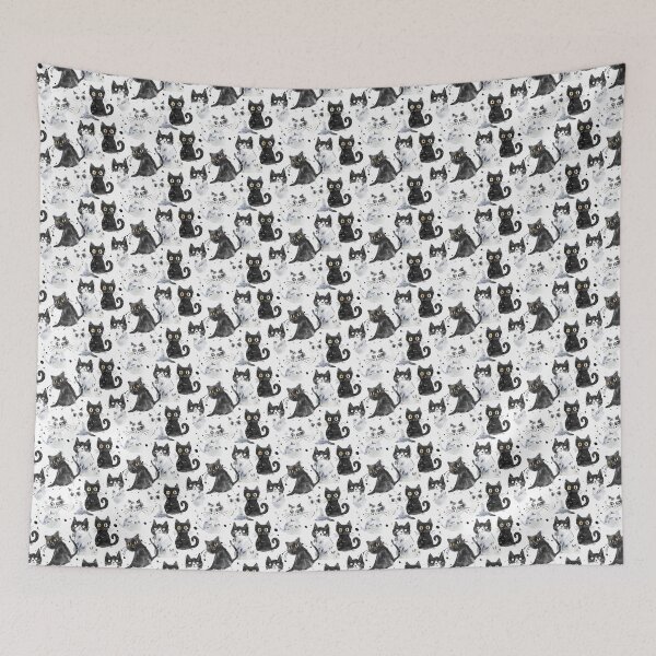 Item preview, White cat and Black cat seamless digital paper designed and sold by Phongphut.