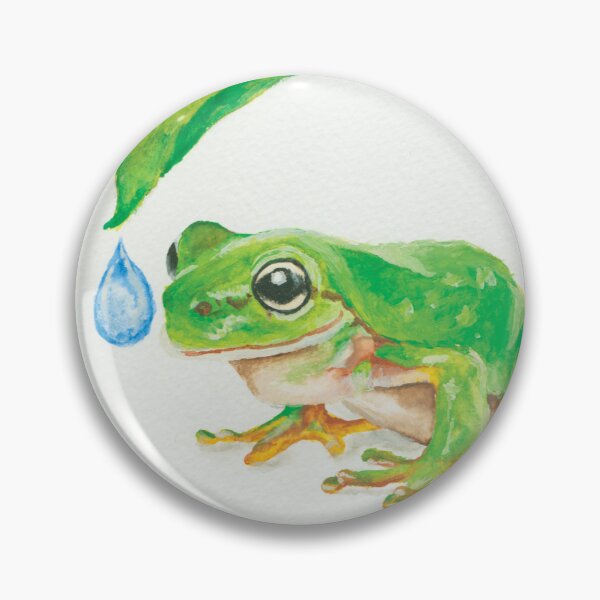 Item preview, Green Tree Frog Under Leaf Watercolor Painting Print designed and sold by harrifangs.