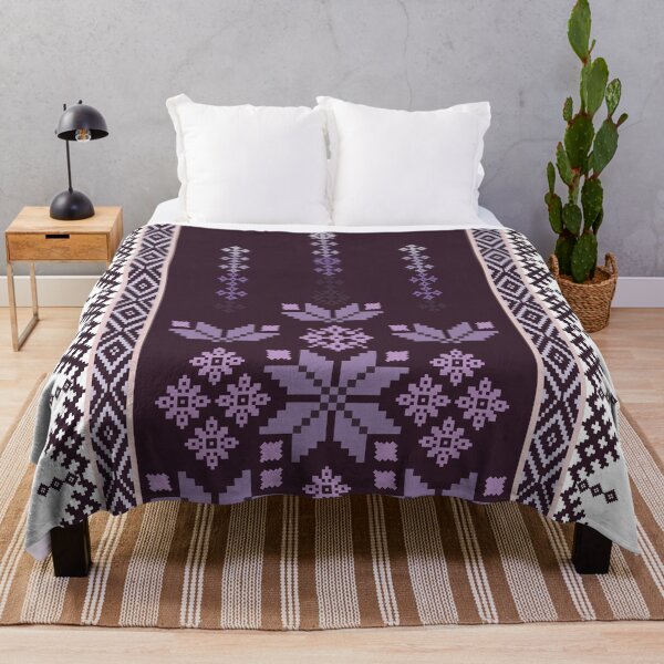 Item preview, Purple Floral Cross-Stitch Design with Geometric Borders designed and sold by kasune-shop.